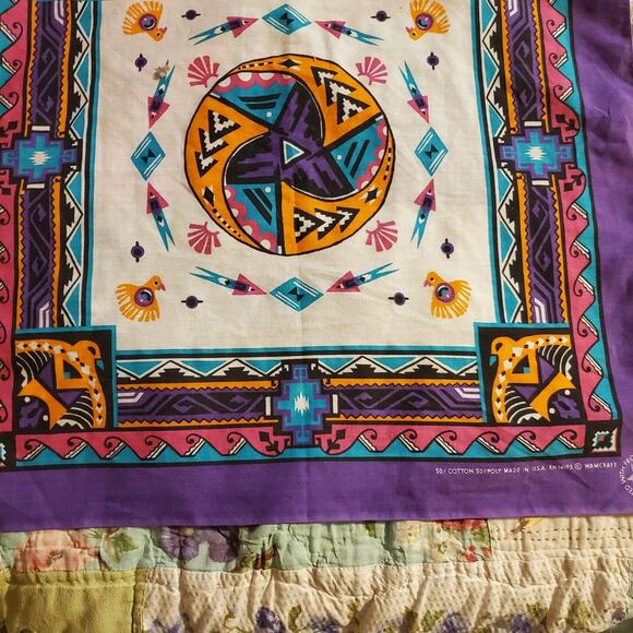 Vintage Wamcraft Southwestern Native American Purple Bird Bandana - Made in USA - Picture 3 of 8